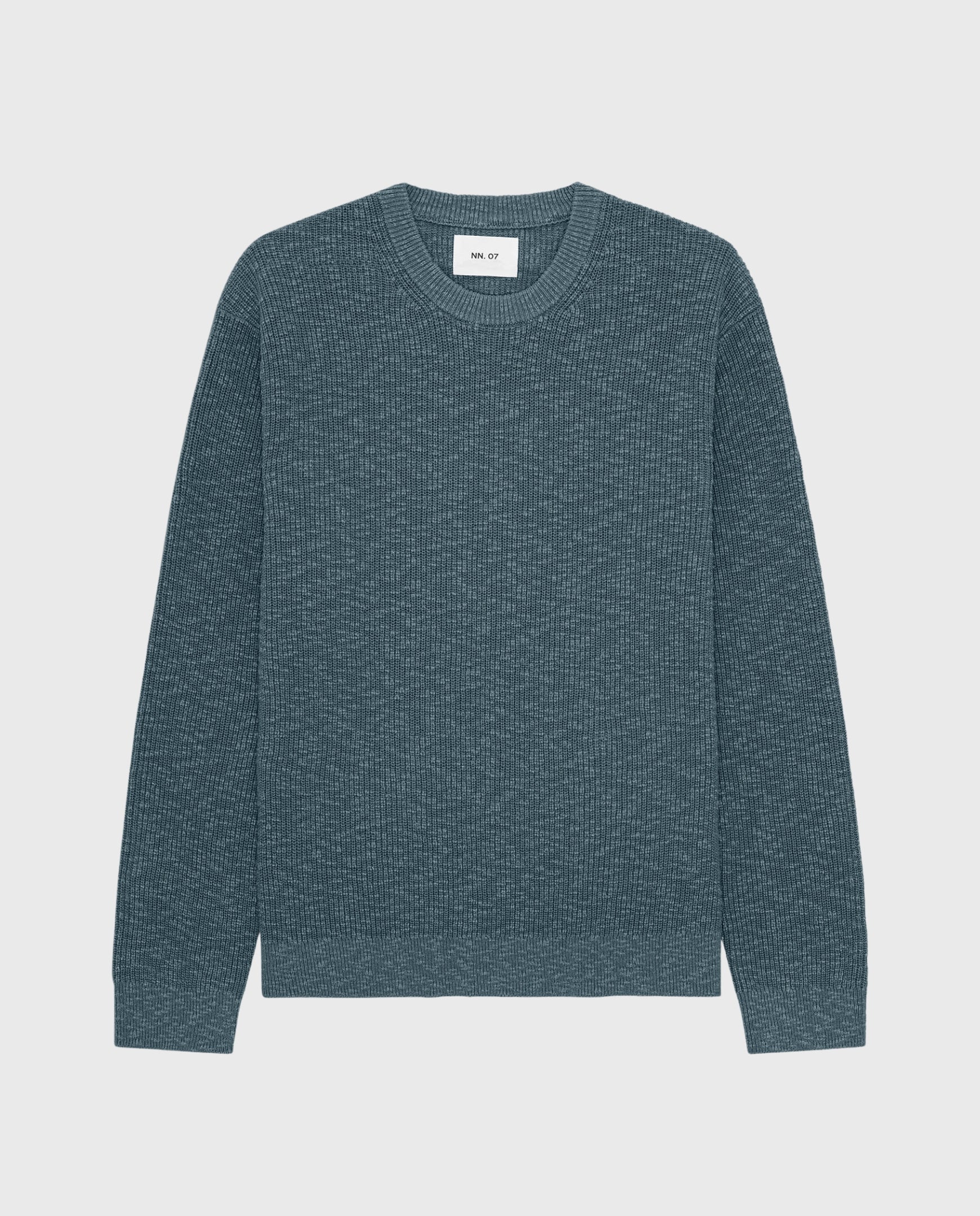 Russell crewneck trui, donkergroen gemêleerd, lange mouwen, ronde hals