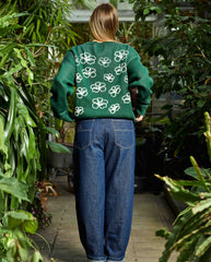 Ribbed Flower Knit Green