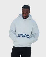 Blue Overlay Hoodie Grey