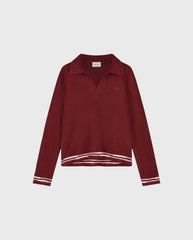 Crafted Detail Knitted Polo Rum Raisin