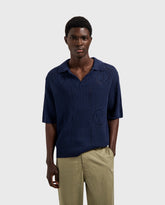 Face Logo Knit Polo Navy Olaf