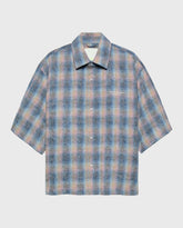 Flanel Short Sleeve Button-Up Rainbow Check