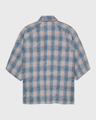 Flanel Short Sleeve Button-Up Rainbow Check
