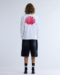 Logo Longsleeve Washed White/Deep Red