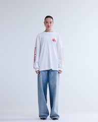 Logo Longsleeve Washed White/Deep Red