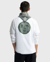 Wit T-shirt met groene ronde print op de rug