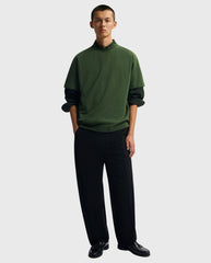 Groene T-shirt met korte mouwen en ronde hals, recht model
