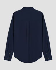 Oversized navy overhemd met kraag, knoopsluiting, borstzak en lange mouwen