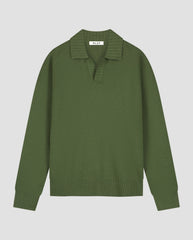 Essential Knitted Polo Kombu Green
