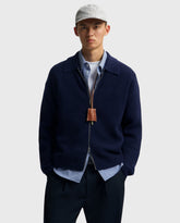Knitted Zip Cardigan Navy