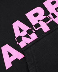 Pink Overlay Hoodie Black