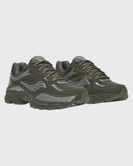 Saucony Progrid Omni 9 GTX herensneakers, donkergroen met zilveren overlays en veters