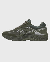 Saucony Progrid Omni 9 GTX herensneaker, donkergroen mesh met witte logo-prints