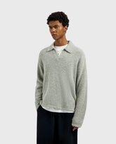 Olaf Signature Knitted Polo Heather Grey