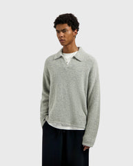 Olaf Signature Knitted Polo Heather Grey