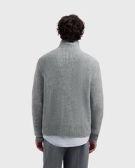Signature Zip Knitted Mockneck Sharkskin