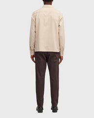 Heren overhemd met lange mouwen, zandbeige, achterzijde met knoopsluiting