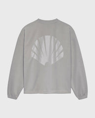 Steen-grijze fleece crewneck met grote witte rugprint