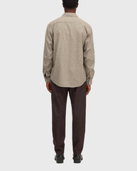 Ruitoverhemd met rugdetail en lange mouwen, beige micro-ruit
