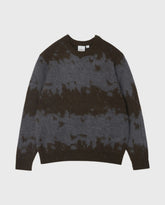 Mohair-splattertrui met ronde hals, lange mouwen; bruine en grijze spetters