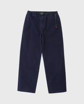 Donkerblauwe twill klassieke broek met rechte pijpen en elastische taille