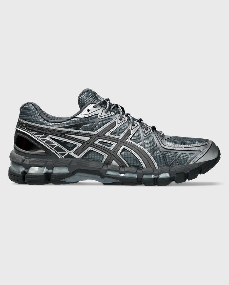 Asics Gel-Kayano 20 hardloopschoen grijs met zwarte zoolrand en zijlogo's