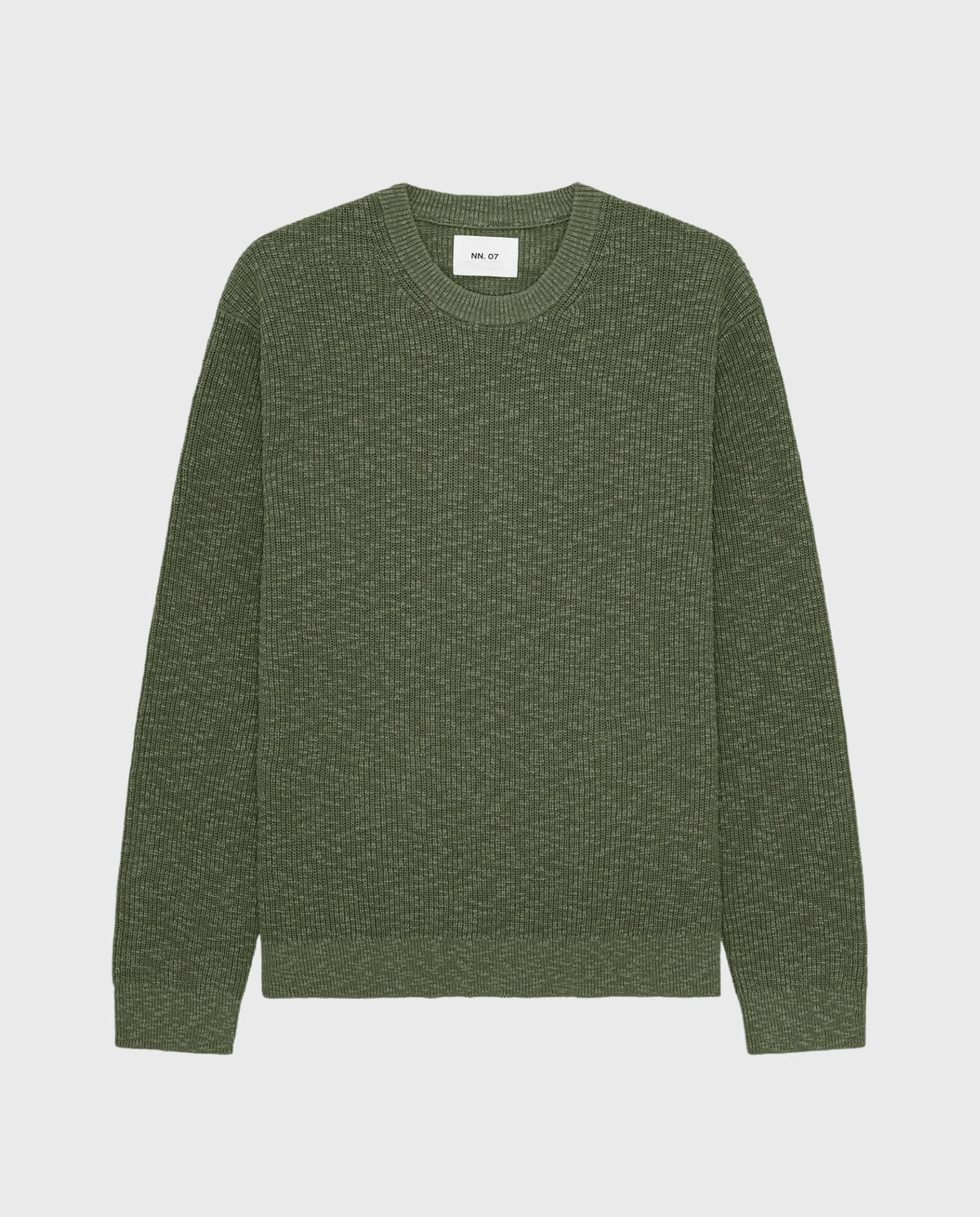 Groene melange crewneck trui met lange mouwen, ronde hals, gebreide stof