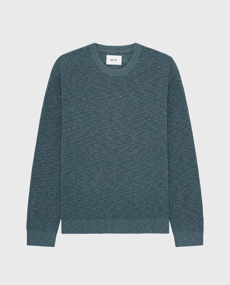 Russell crewneck trui, donkergroen gemêleerd, lange mouwen, ronde hals