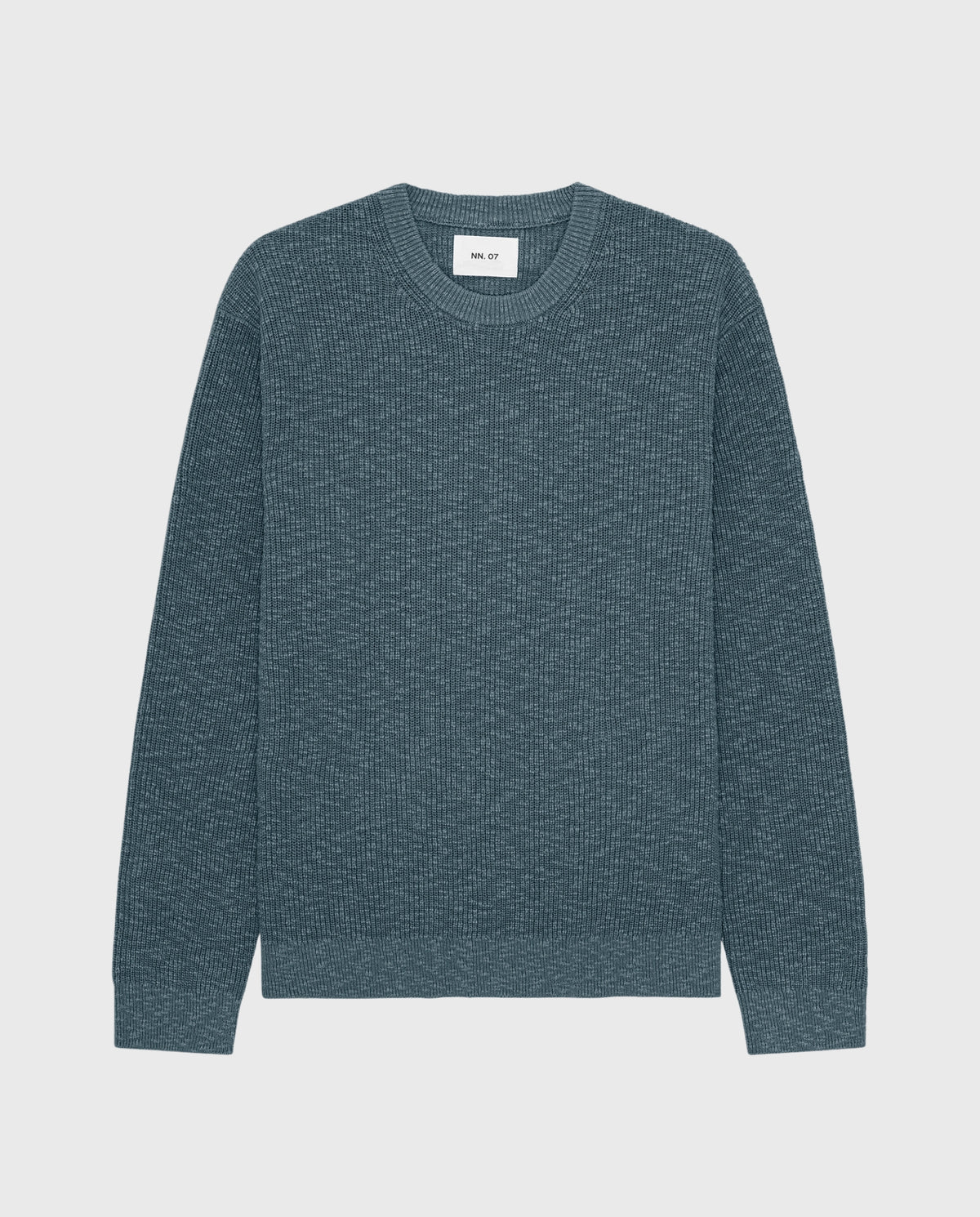 Russell crewneck trui, donkergroen gemêleerd, lange mouwen, ronde hals
