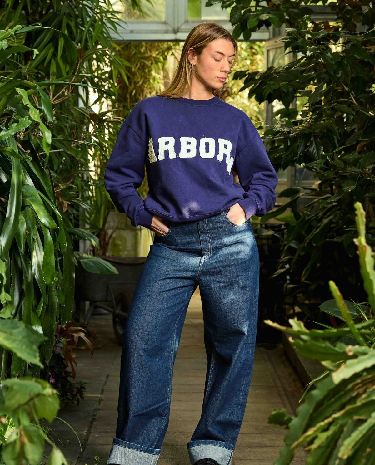 Arbor Antwerp Distressed Flower Crewneck