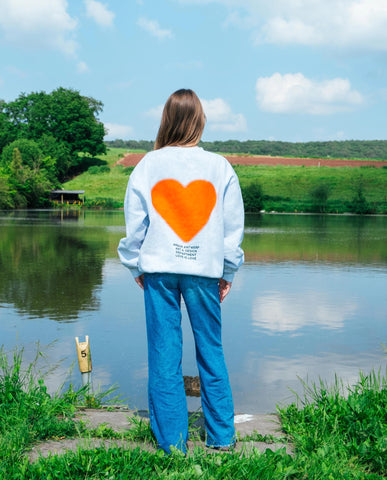 Arbor Antwerp Orange Faded Heart Crewneck