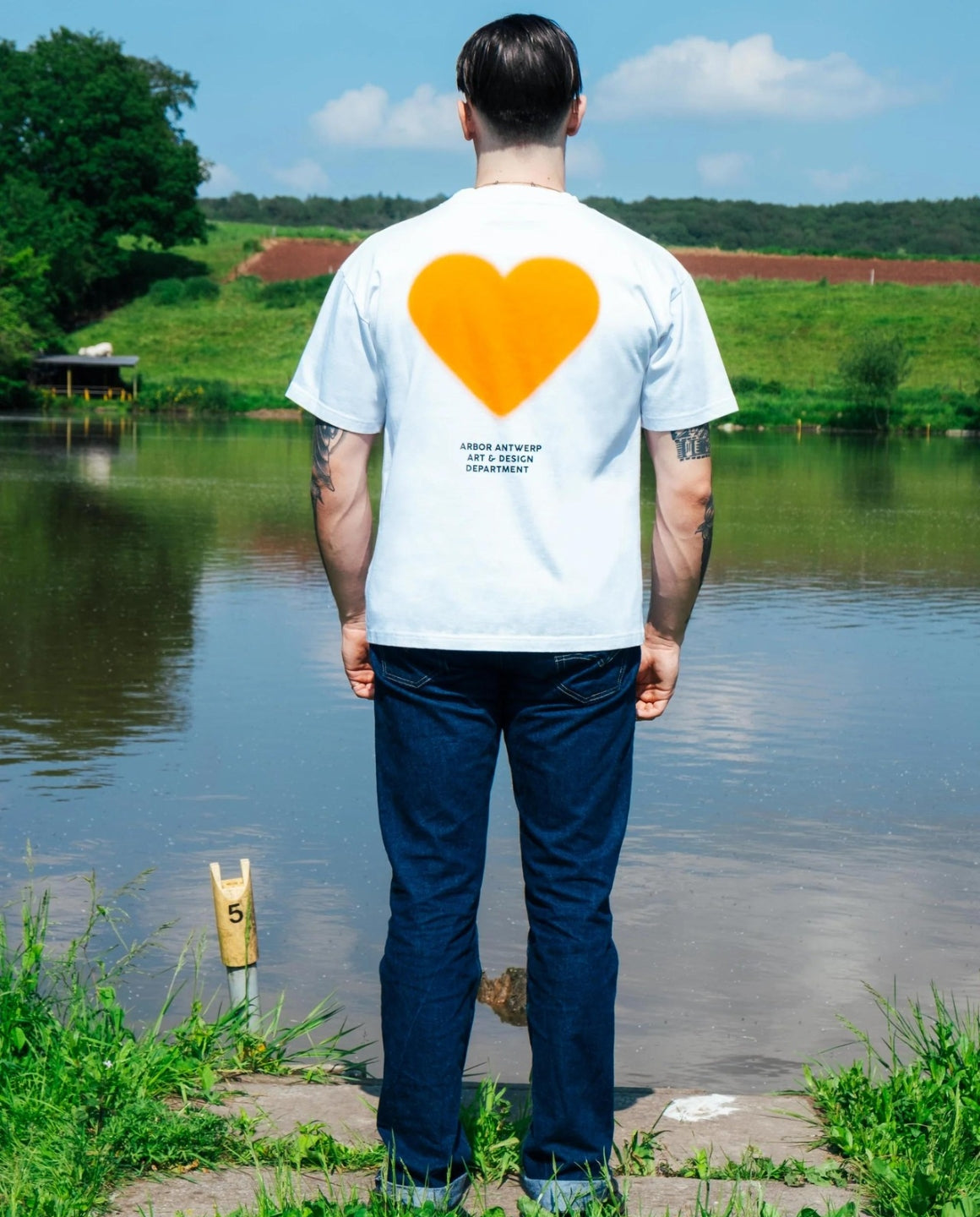 Arbor Antwerp Orange Faded Heart T-Shirt | Noble