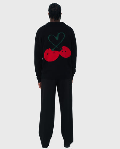 Red Cherries Knit Black