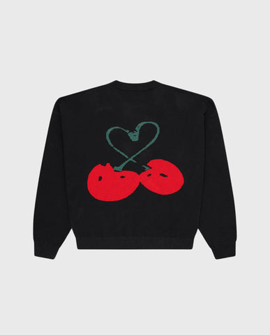 Red Cherries Knit Black