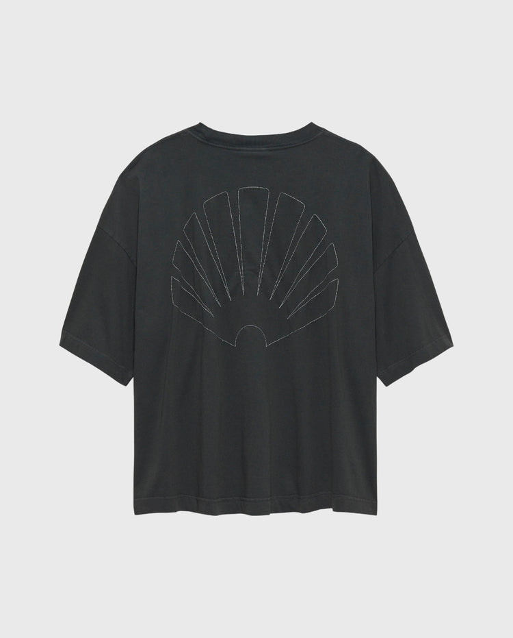 Antracietkleurige T-shirt met groot shell-logo op de borst