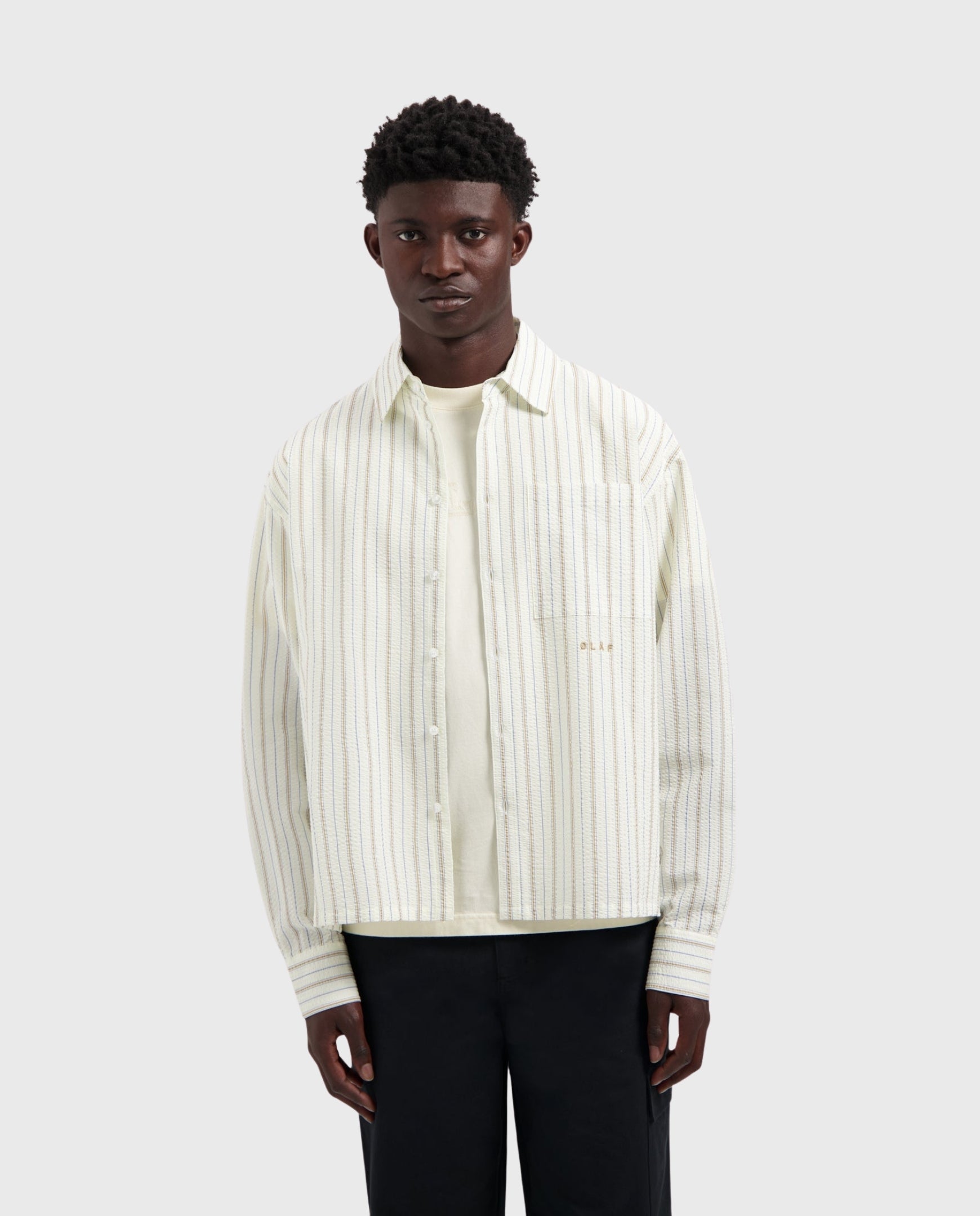 Striped Boxy Shirt Off-White