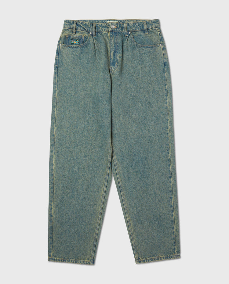 Cromer gewassen jeansbroek, donkerblauw, achteraanzicht met tailleband en achterzakken