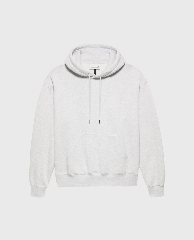 Chop-hoodie met capuchon en trekkoord, lichtgrijs gemêleerd, borstdetail