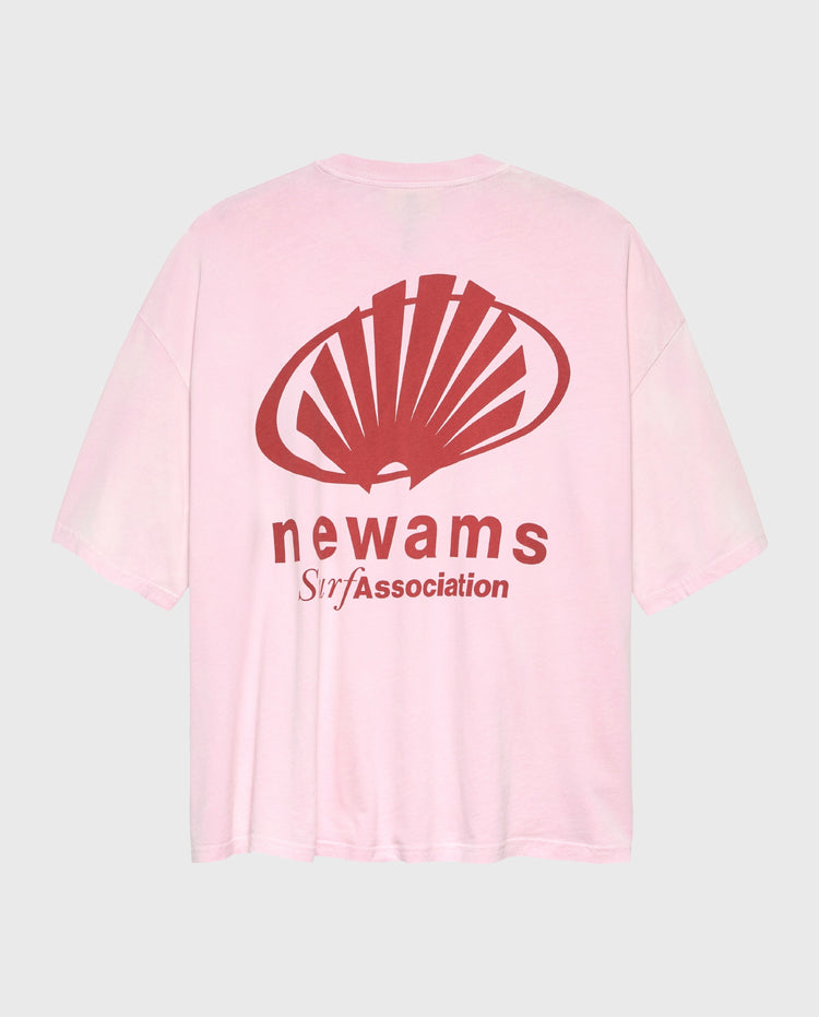 Roze T-shirt met groot ruglogo en ronde hals