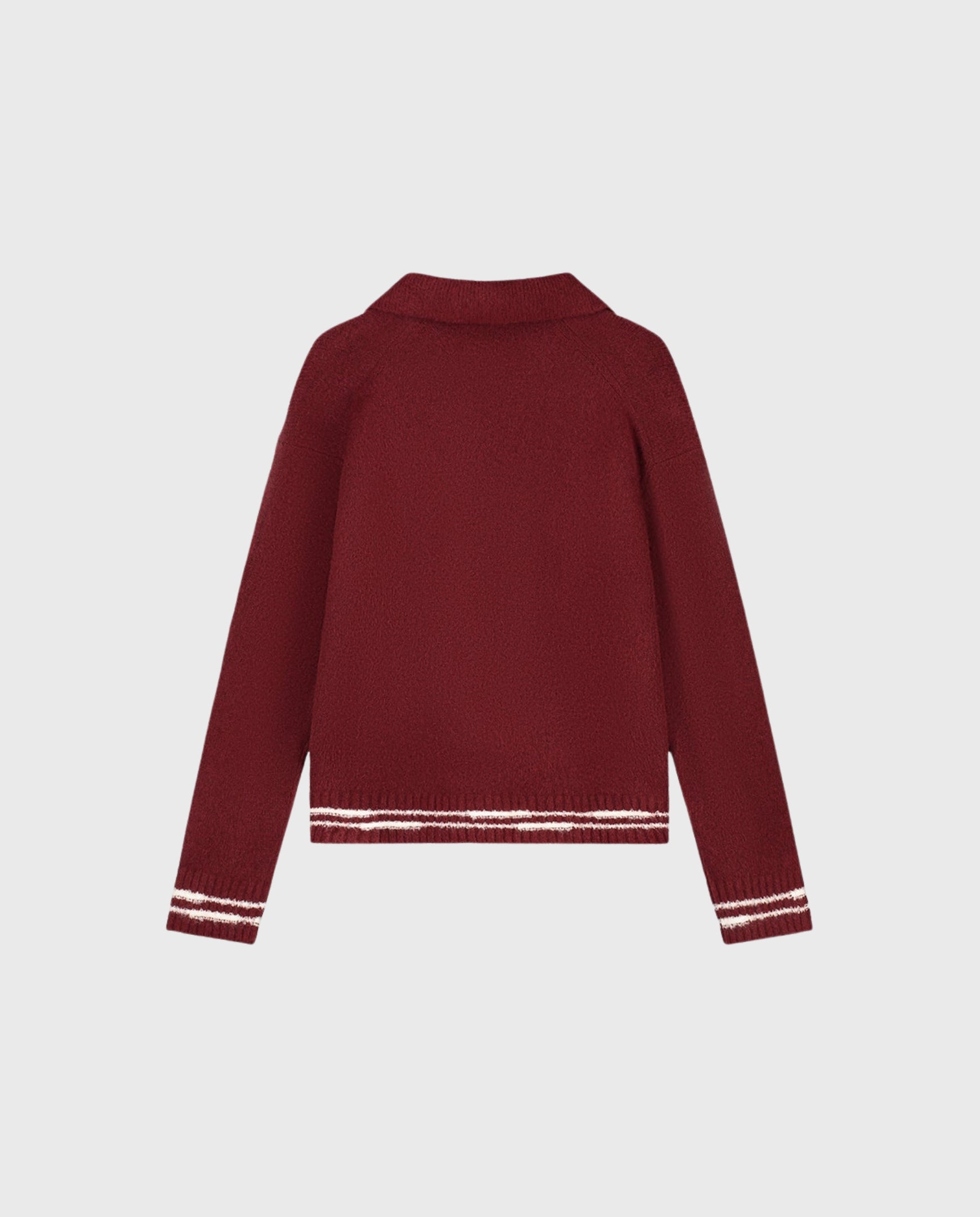 Crafted Detail Knitted Polo Rum Raisin