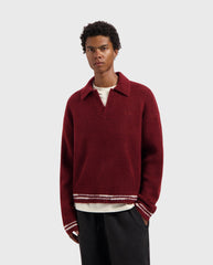 Crafted Detail Knitted Polo Rum Raisin