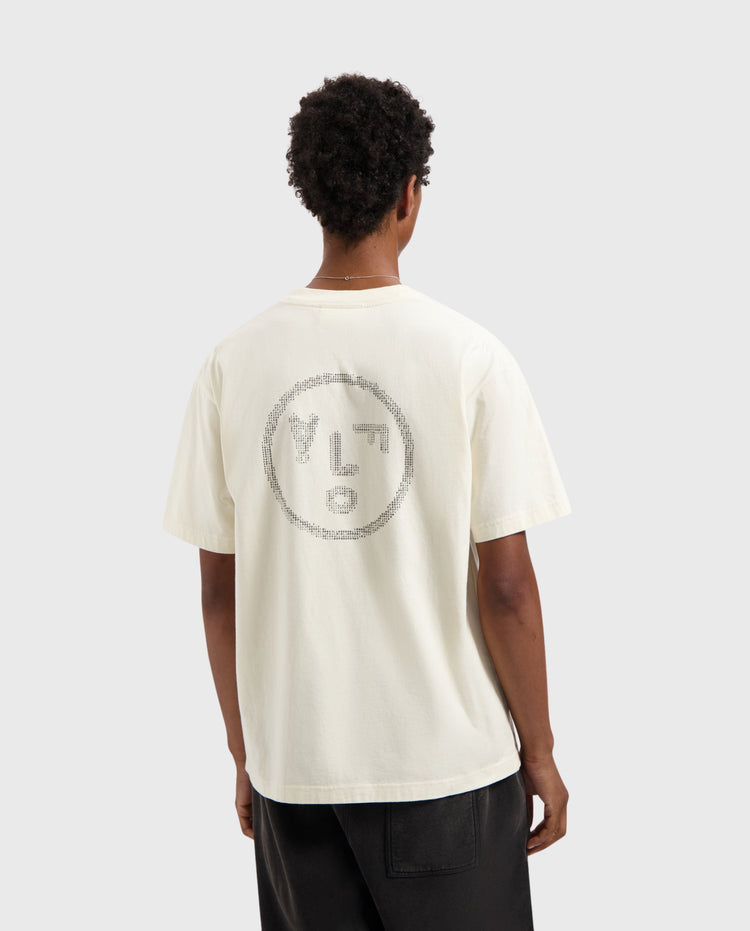 Off-white T-shirt met ronde gezicht/faceprint op rug en ronde hals