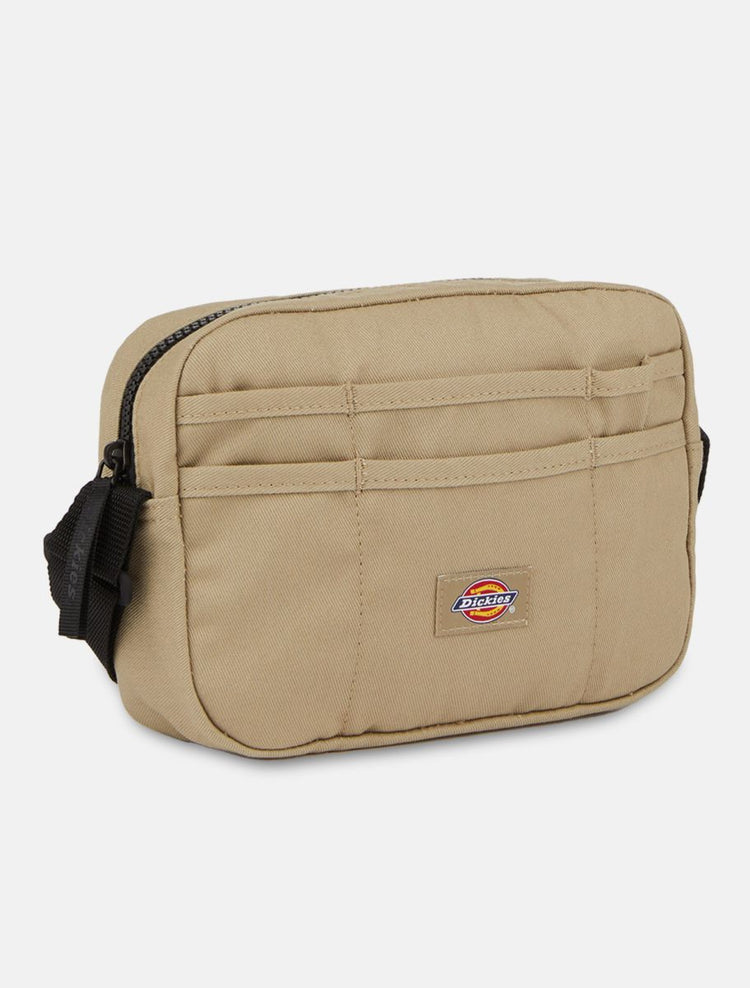Beige messengertas met ritssluiting en Dickies-logo voorvak