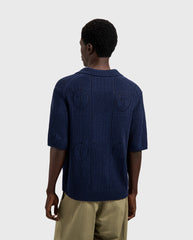 Face Logo Knit Polo Navy Olaf