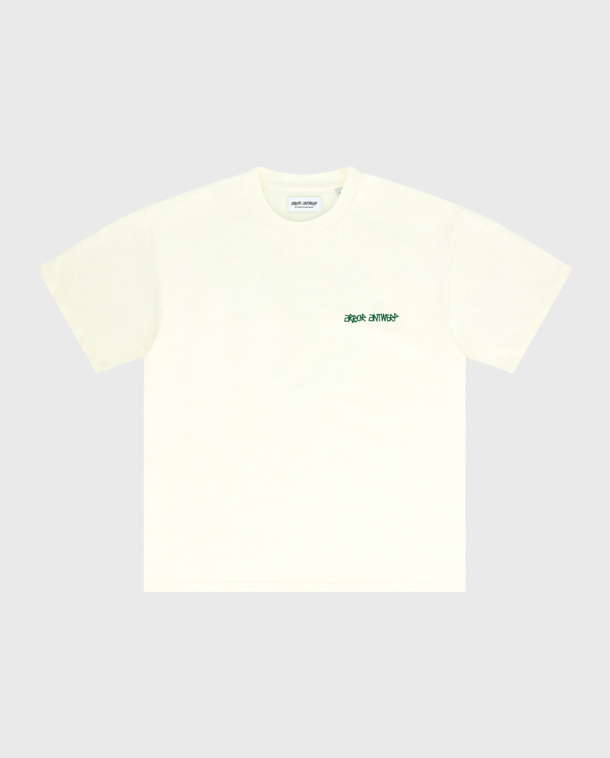 Crème T-shirt met kleine opdruk op borst