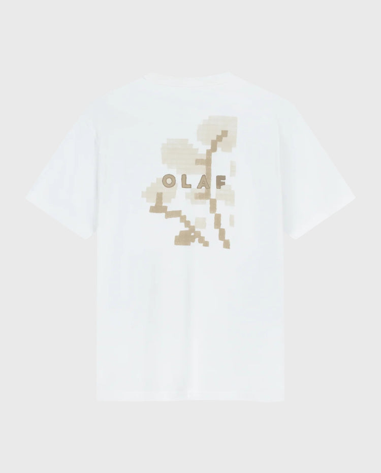 Wit T-shirt met korte mouwen en pixel-OLAF print op de borst