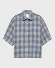 Flanel Short Sleeve Button-Up Rainbow Check