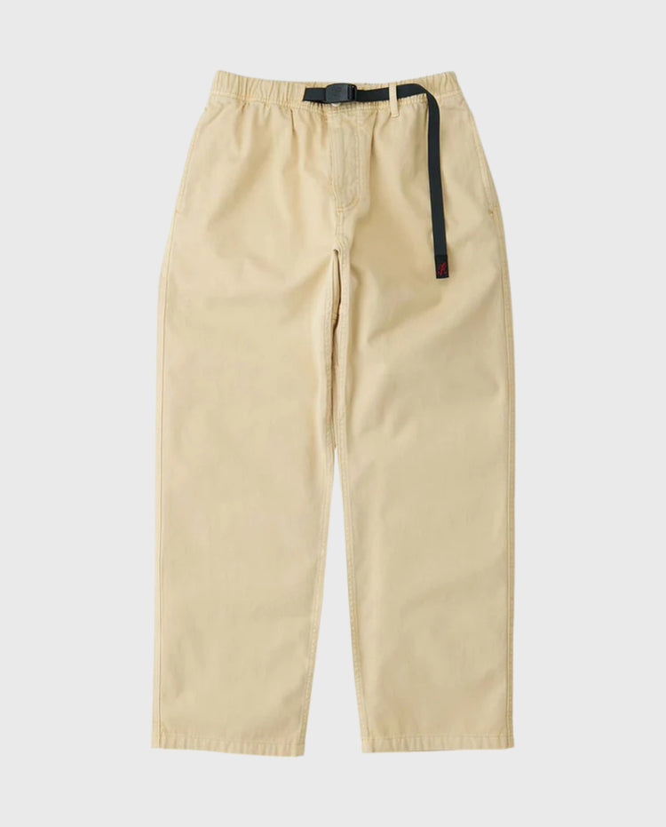 Gramicci rechte beige broek met elastische taille en riemlus