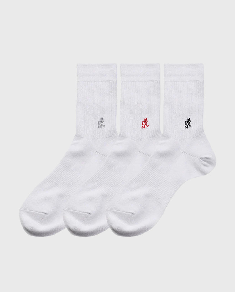 Witte sokken, 3-pack, met klein geborduurd logo op de enkel
