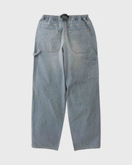 Werksbroek van lichtblauwe denim met elastische taille en steekzakken